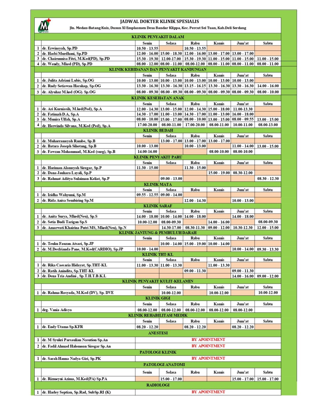 Poster Jadwal Dokter September 2026